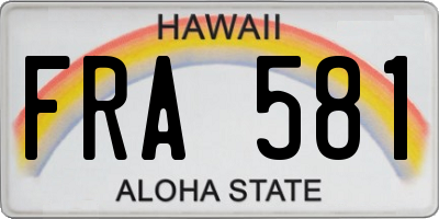 HI license plate FRA581