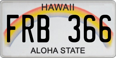 HI license plate FRB366