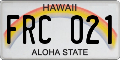 HI license plate FRC021