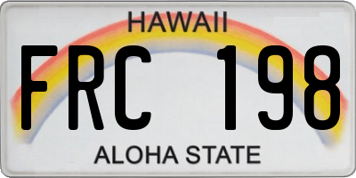 HI license plate FRC198