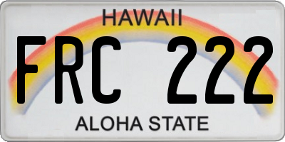 HI license plate FRC222