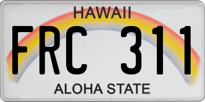 HI license plate FRC311