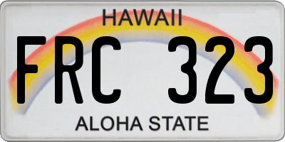 HI license plate FRC323