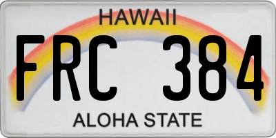HI license plate FRC384