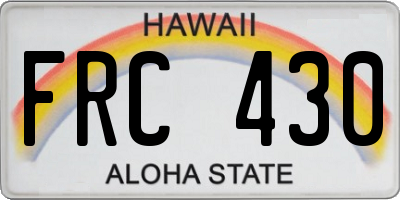 HI license plate FRC430