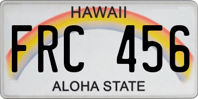 HI license plate FRC456