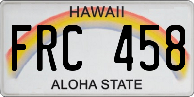 HI license plate FRC458