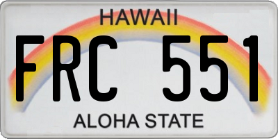 HI license plate FRC551