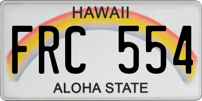 HI license plate FRC554