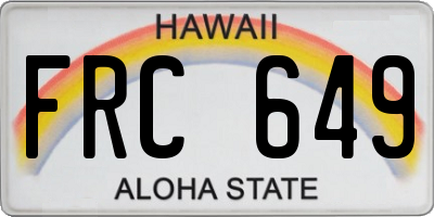 HI license plate FRC649