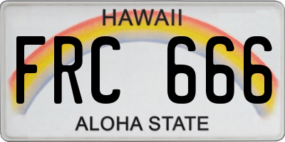 HI license plate FRC666