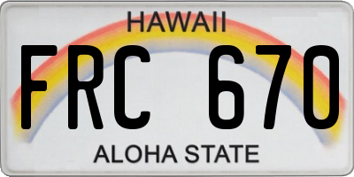 HI license plate FRC670