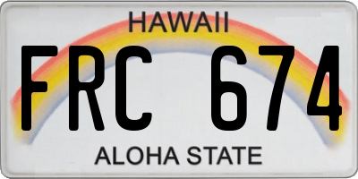 HI license plate FRC674