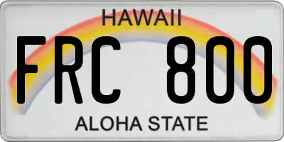 HI license plate FRC800