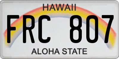 HI license plate FRC807