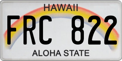 HI license plate FRC822