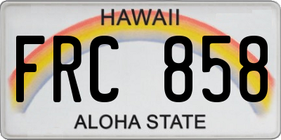 HI license plate FRC858