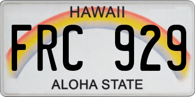 HI license plate FRC929