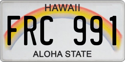 HI license plate FRC991
