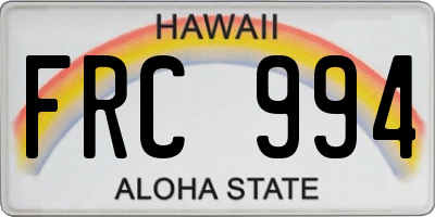 HI license plate FRC994