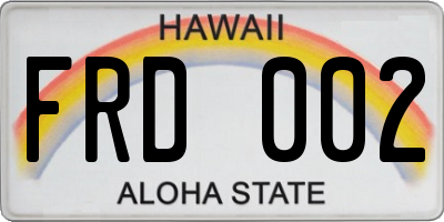 HI license plate FRD002