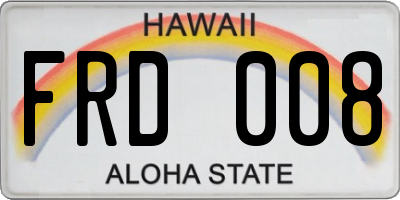 HI license plate FRD008