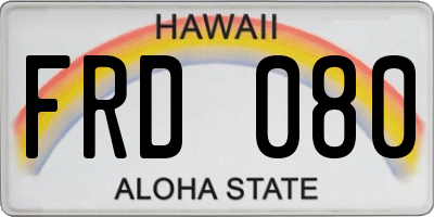 HI license plate FRD080