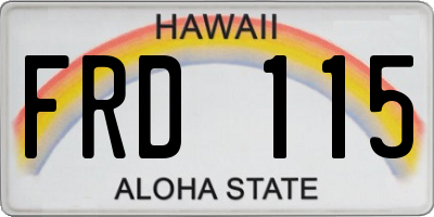HI license plate FRD115