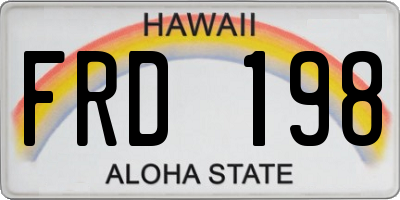 HI license plate FRD198