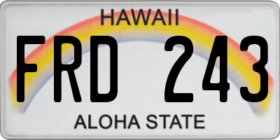 HI license plate FRD243