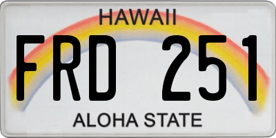 HI license plate FRD251