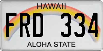 HI license plate FRD334