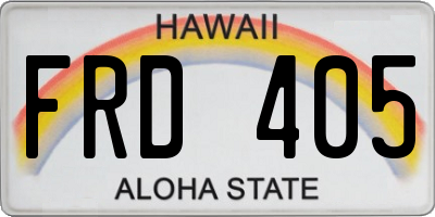 HI license plate FRD405