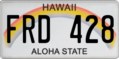 HI license plate FRD428