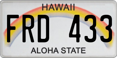 HI license plate FRD433