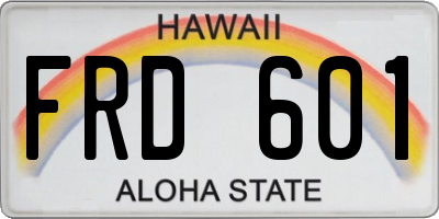 HI license plate FRD601