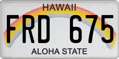 HI license plate FRD675