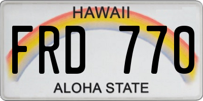 HI license plate FRD770