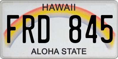 HI license plate FRD845