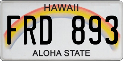 HI license plate FRD893