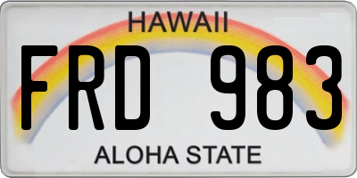 HI license plate FRD983