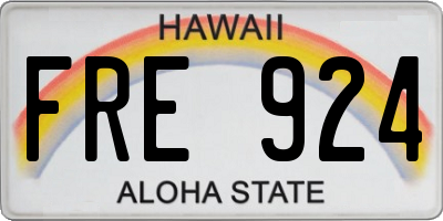 HI license plate FRE924