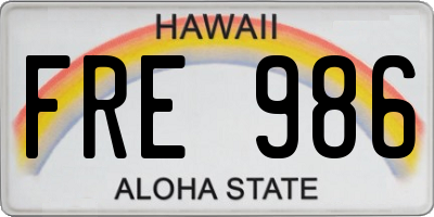 HI license plate FRE986