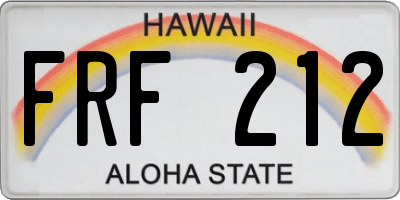 HI license plate FRF212