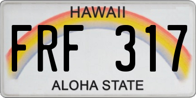 HI license plate FRF317