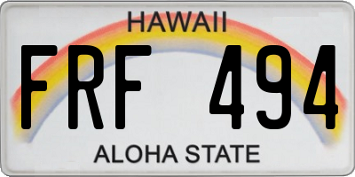 HI license plate FRF494