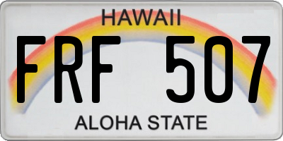 HI license plate FRF507