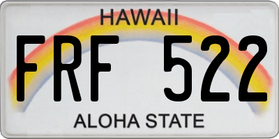 HI license plate FRF522