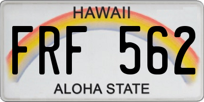 HI license plate FRF562