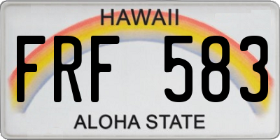 HI license plate FRF583